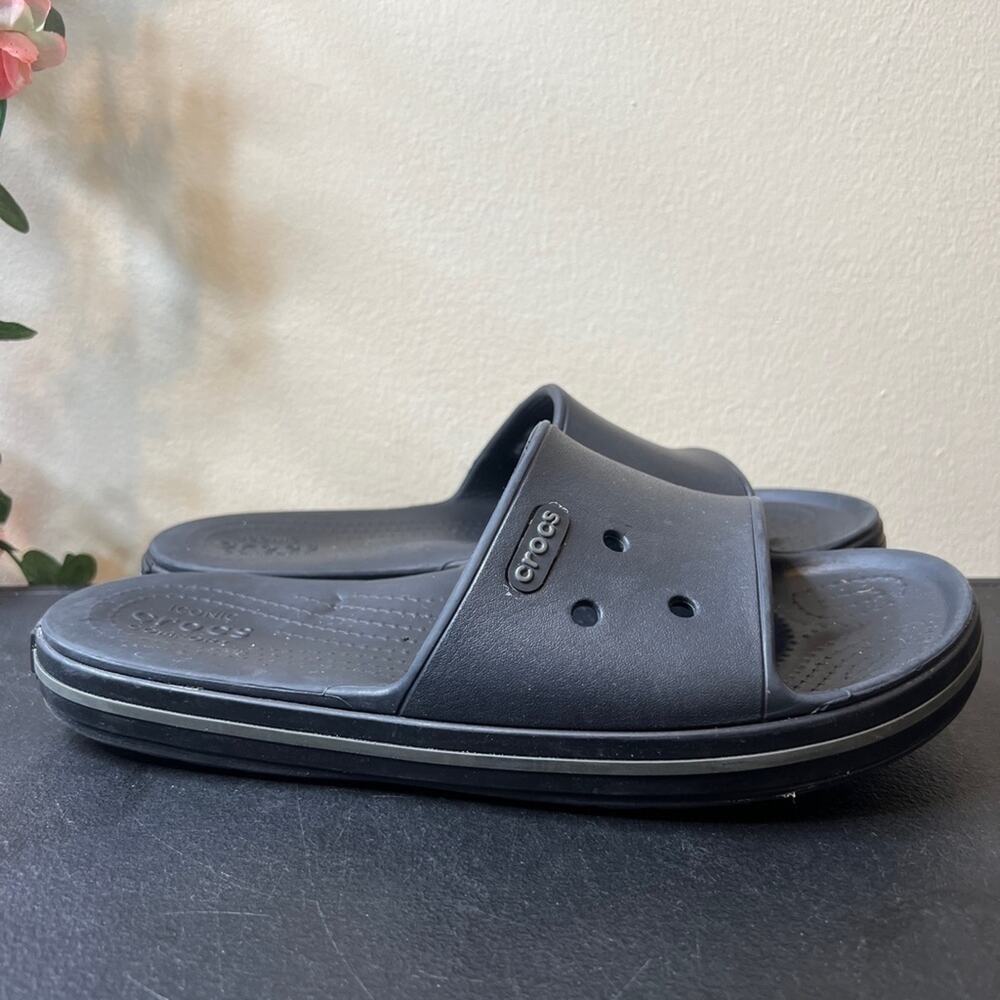 Crocs Slide Sandals Black Womens 10 Mens 8 Comfort Casual Slip On